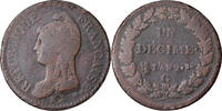 France Decime Coin, Dupré, Geneva, Bronze, KM:644.6 -