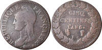 France 5 Centimes Coin, Dupré, Strasbourg, Bronze -