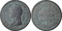 France Decime Coin, Paris, Coq/Corne, Bronze, Gadoury:187 -