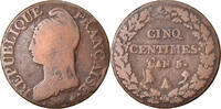 France 5 Centimes Coin, Dupré, Paris, Bronze, KM:635.1, Le -