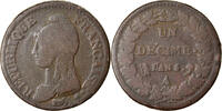 France Decime Coin, Dupré, Paris, Bronze, KM:644.1 -
