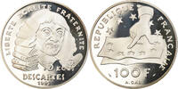 France 100 Francs Coin, Descartes, Paris, Proof, Silver -