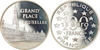 France 100 Francs-15 Euro Coin, Grand'Place de Bruxelles, Proof -