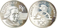 France 100 Francs Coin, Condorcet, Paris, Proof, Silver -