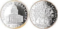 France 100 Francs Coin, Panthéon, Paris, Proof, Silver -