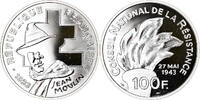 France 100 Francs Coin, Jean Moulin, BE, Silver, KM:1023 -
