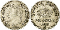France 20 Centimes Coin, Napoleon III, Napoléon III, Paris -