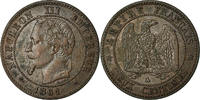 France 2 Centimes Coin, Napoleon III, Napoléon III, Paris -