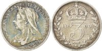 Great Britain 3 Pence Coin, Victoria, Silver, KM:777 -
