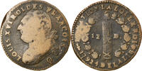 France 12 Deniers Coin, 12 deniers françois, Perpignan -