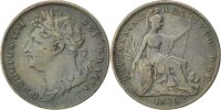 Great Britain Farthing Coin, George IV, Copper, KM:677 -