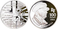 France 100 Francs Coin, Churchill, BE, Silver, KM:1037 -