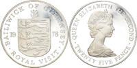 Guernsey 25 Pence Coin, Elizabeth II, Silver, KM:32a -