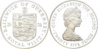Guernsey 25 Pence Coin, Elizabeth II, Silver, KM:32a -