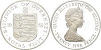 Guernsey 25 Pence Coin, Elizabeth II, Silver, KM:32a -