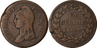 France Decime Coin, Dupré, Lille, Bronze, KM:644.11 -