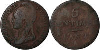 France 5 Centimes Coin, Dupré, Paris, Bronze, KM:635.1 -