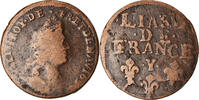1698 Y Coin, Louis XIV, Liard de France au buste âgé, troisième type VF(20-25)