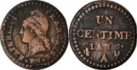France Centime Coin, Dupré, Paris, Bronze, KM:646 -