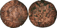 France Double Tournois Coin, Henri III, Poitiers, Copper -