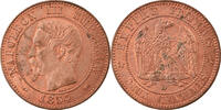 France 2 Centimes Coin, Napoleon III, Napoléon III, Lyon -