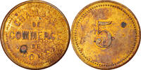 Algeria 5 Centimes Coin, Chambre de Commerce, Bône, ESSAI, Brass -