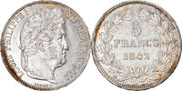 France 5 Francs Coin, Louis-Philippe, Rouen, Silver -