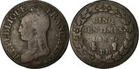 France 5 Centimes Coin, Dupré, Strasbourg, Bronze, KM:640.4 -