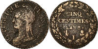 France 5 Centimes Coin, Dupré, Limoges, Bronze, KM:640.7 -