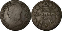 France 5 Centimes Coin, Dupré, Paris, Bronze, KM:640.1 -