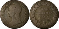 France 5 Centimes Coin, Dupré, Lyon, Bronze, KM:640.5 -