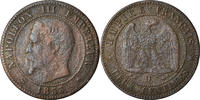 France 2 Centimes Coin, Napoleon III, Lyon, Rare, VF(30-35) -