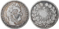 France 5 Francs Coin, Louis-Philippe, Rouen, Silver -