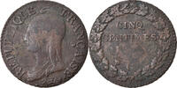 France 5 Centimes Coin, Dupré, Geneva, Bronze, KM:640.6 -