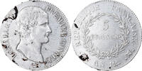 France 5 Francs Coin, Napoléon I, Marseille, Silver -