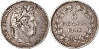 France 5 Francs Coin, Louis-Philippe, Strasbourg, Silver -