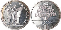 France 100 Francs Coin, Droits de l'Homme, Paris, Silver -