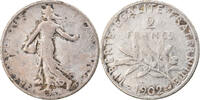 France 2 Francs Coin, Semeuse, Paris, Silver, KM:845.1 -