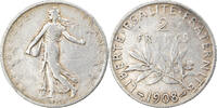 France 2 Francs Coin, Semeuse, Paris, Silver, KM:845.1 -