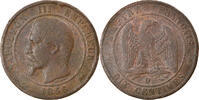 France 10 Centimes Coin, Napoléon III, Lyon, Bronze -