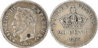France 20 Centimes Coin, Napoléon III, Strasbourg, Silver -