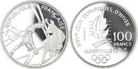 France 100 Francs Coin, Ski acrobatique, Silver, KM:983 -