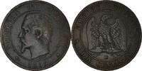France 10 Centimes Coin, Napoléon III, Strasbourg, Bronze -