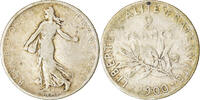 France 2 Francs Coin, Semeuse, Paris, Silver, KM:845.1 -