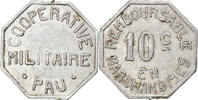 France 10 Centimes Coin, Coopérative Militaire, Pau, Aluminium -