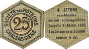 France 25 Centimes Coin, Société des Moteurs, Chaléassière, Saint-Etienne -
