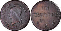 France Centime Coin, Dupré, Paris, Bronze, KM:646 -