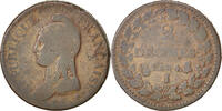 France 2 Décimes Coin, Dupré, Limoges, Bronze, KM:638.3 -