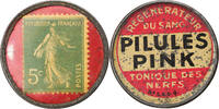 France 5 Centimes Coin, Pilules Pink, Timbre-Monnaie, Aluminium -