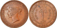 Ceylon 5 Cents Coin, Victoria, Copper, KM:93 -